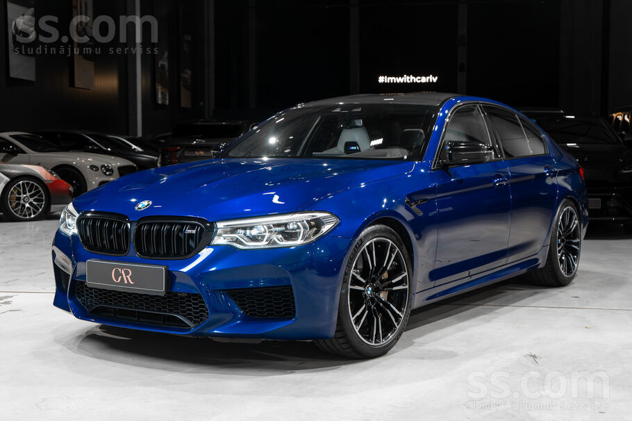 Pārdod BMW M5 Competition F90 Marina Bay Blau Metallic Krāsā 460kW. Auto tei