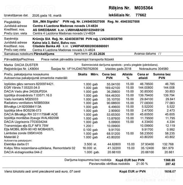 Sakarā ar jauna auto iegādi Pārdod pa lētām naudām nobrauktu darba auto. Septembrī veikts pilns liels remotns 1600 eur ir apl ...