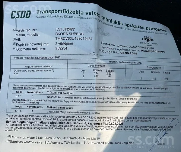 Pārdod Škoda Superb
Dzinējs- 2.5
Mehāniskā 6pak. pārnesumkārba. 
Krāsa- Tumši zaļa
Bez tehniskās apskates rezerved detaļā ...